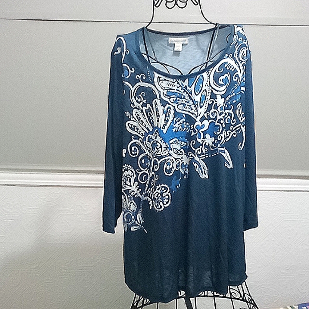 Placed Paisley Top, Plus Size 2X, brand new with tag, blue